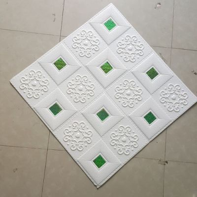 Xốp Dán Tường Kim Tuyến Xanh lá